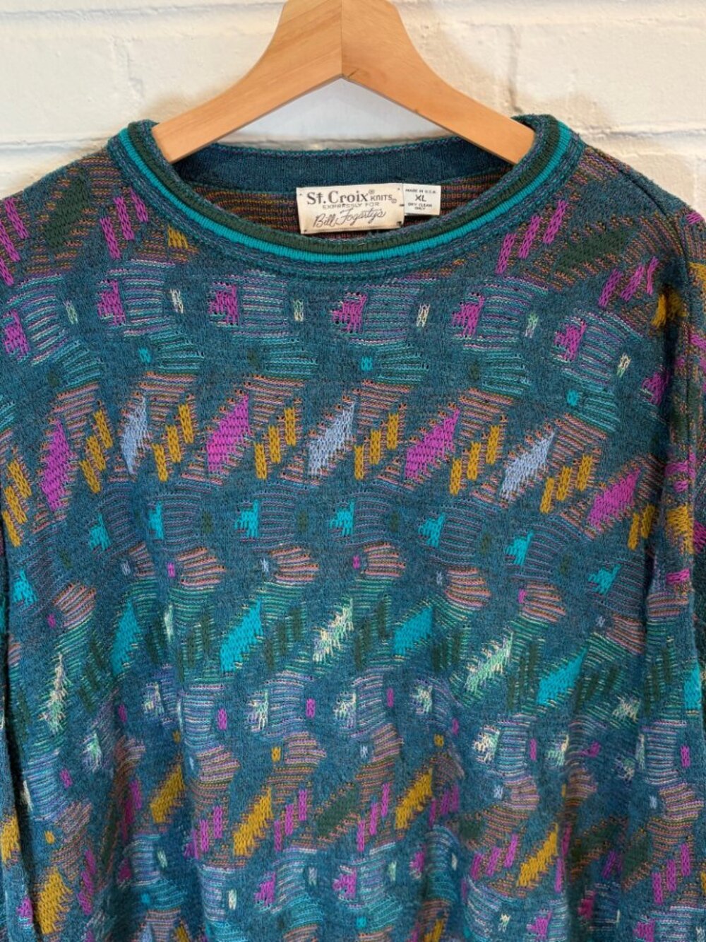 Vintage St. Croix Textured Sweater 3D Knit Cosby Biggie Men's XL - Picture 6 of 9